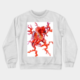 Seahorse, Coral Red Design Crewneck Sweatshirt